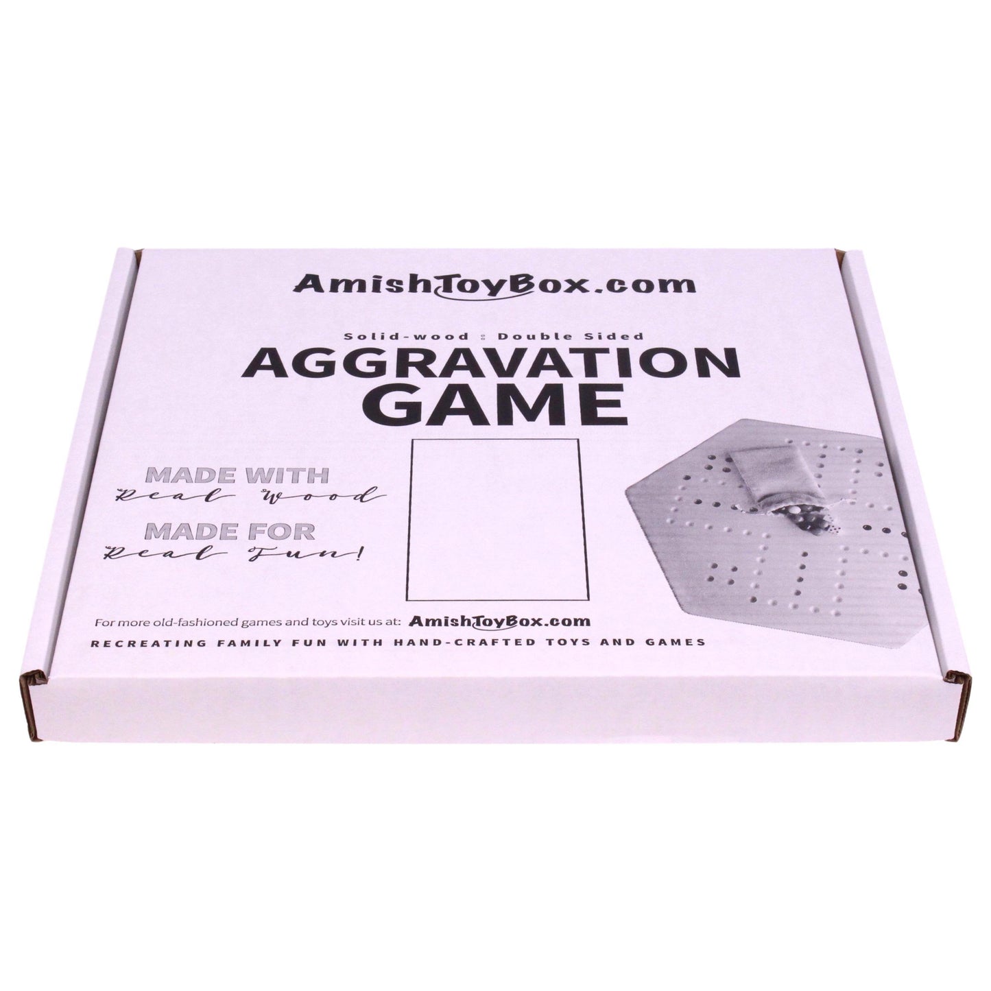 Unpainted solid oak 16-inch aggravation game board for wooden games and puzzles, double-sided with holes, by AmishToyBox.com