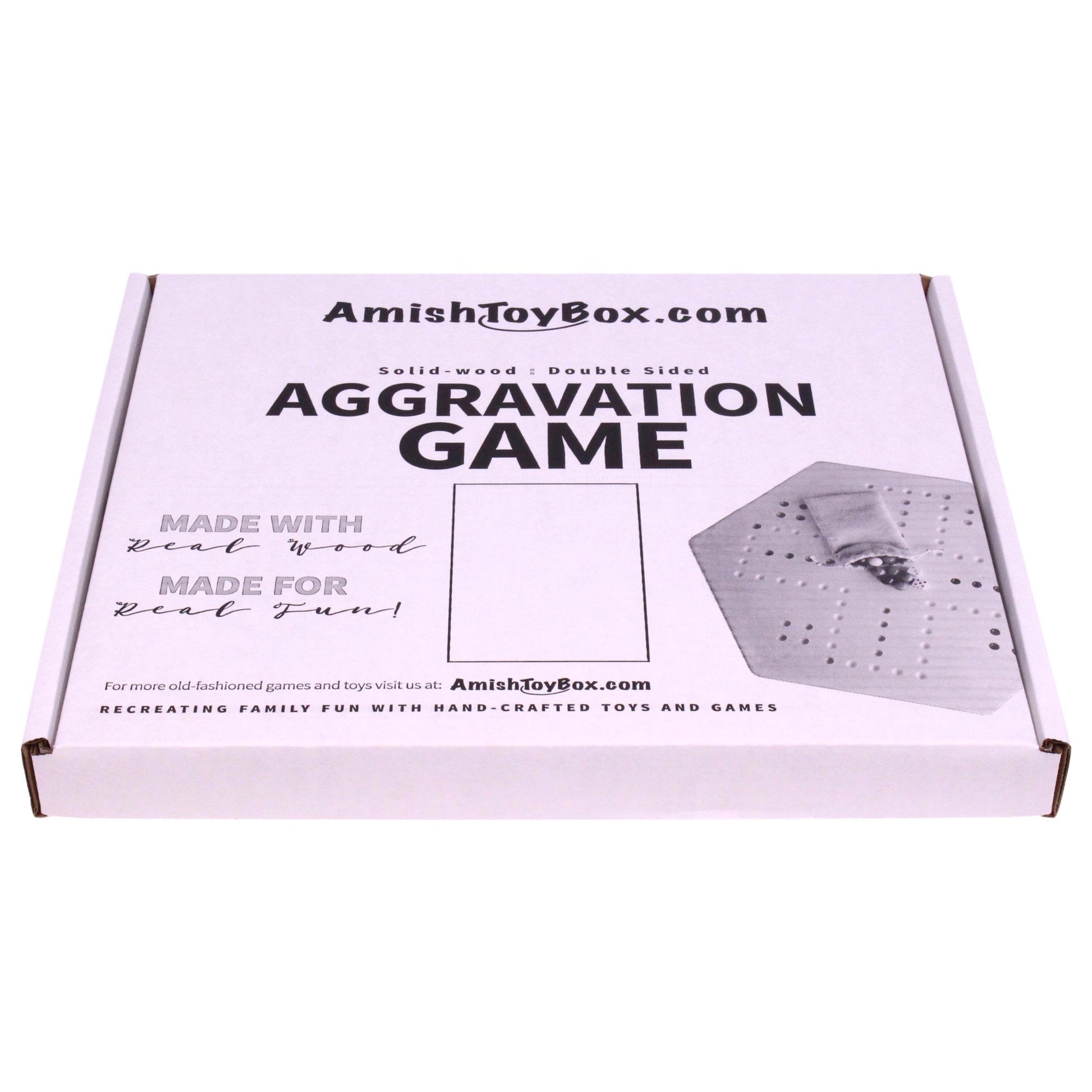 Unpainted solid oak 16-inch aggravation game board for wooden games and puzzles, double-sided with holes, by AmishToyBox.com