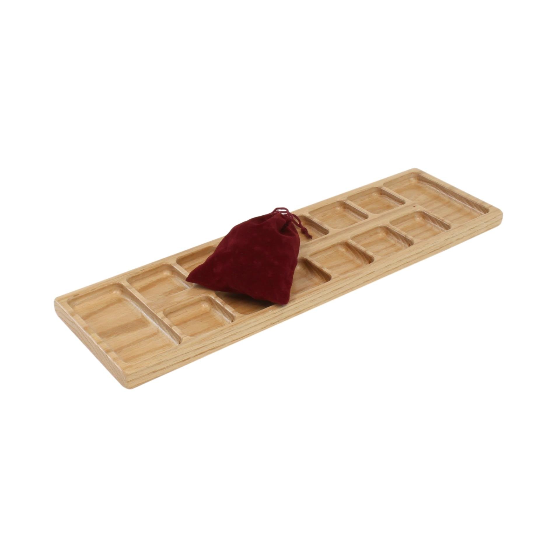 Solid oak wood Mancala board game set with marbles, Amish-made wooden game and puzzle from AmishToyBox.com