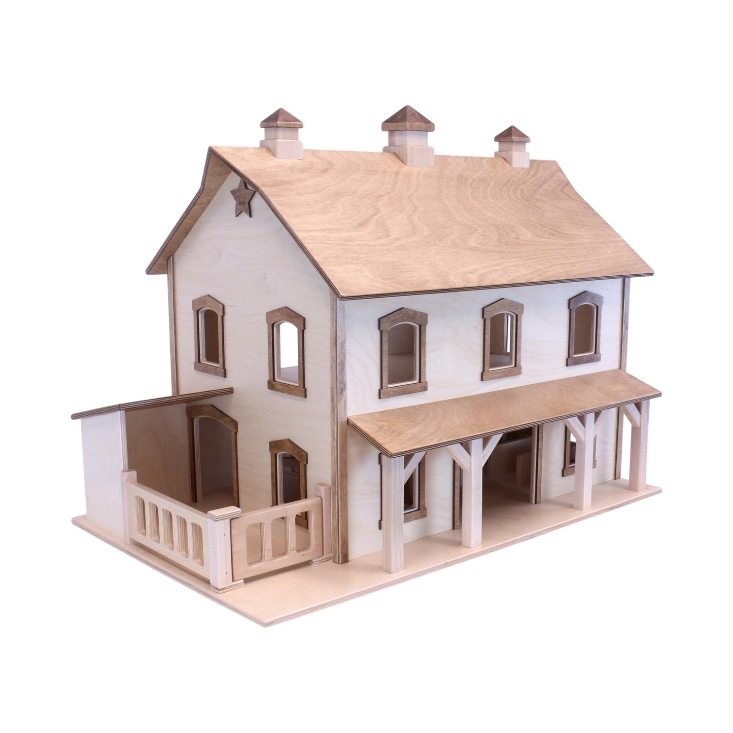 Hand-crafted Pennsylvania Bank Barn toy by AmishToyBox.com, detailed wooden toy model from Lancaster County, PA.