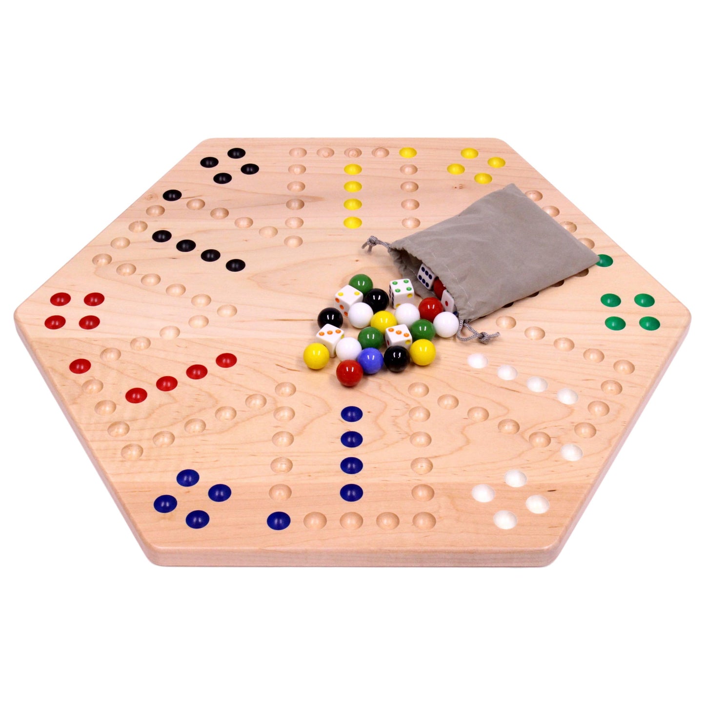 Hand-painted Aggravation Wahoo marble board game on wooden surface, double-sided for classic wooden toys and puzzle entertainment.