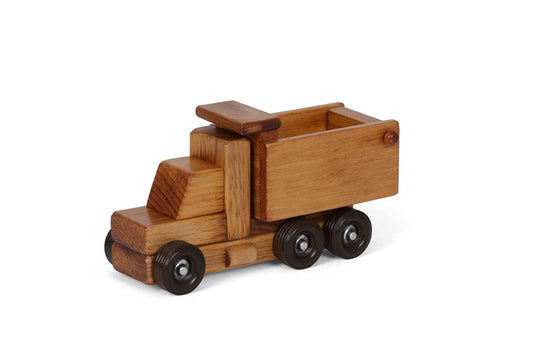 Amish-Made Wooden Toy Dump Truck, Kid-Safe Finish