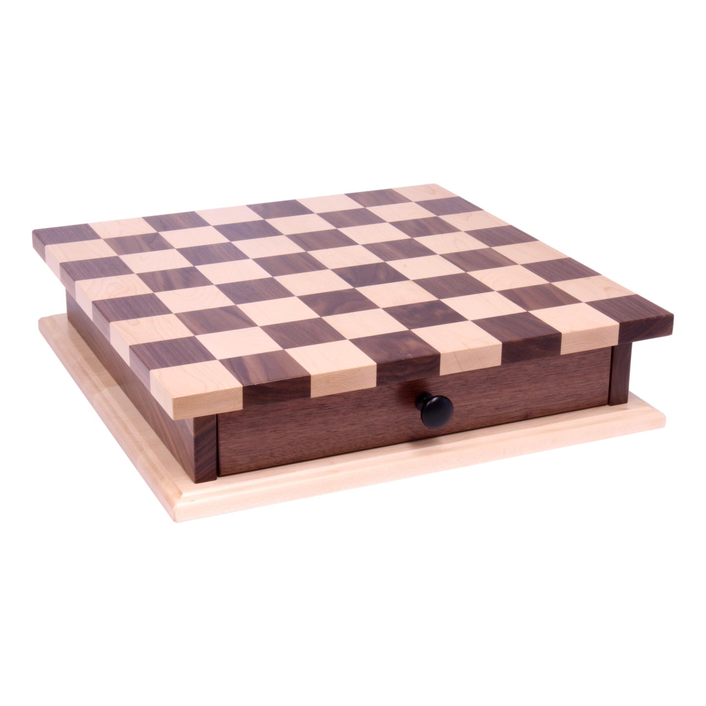 Wooden Deluxe Chess and Checkers Game Board set with pullout drawer, handcrafted AmishToyBox.com wooden game toy.