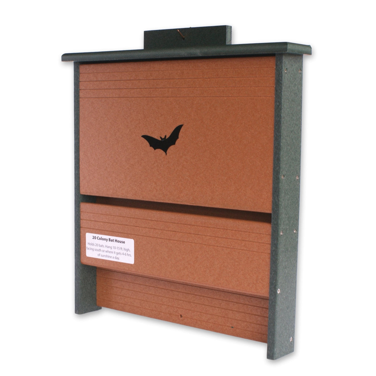 Amish-made 20 colony bat house crafted from eco-friendly poly lumber, designed for bat shelter and conservation.