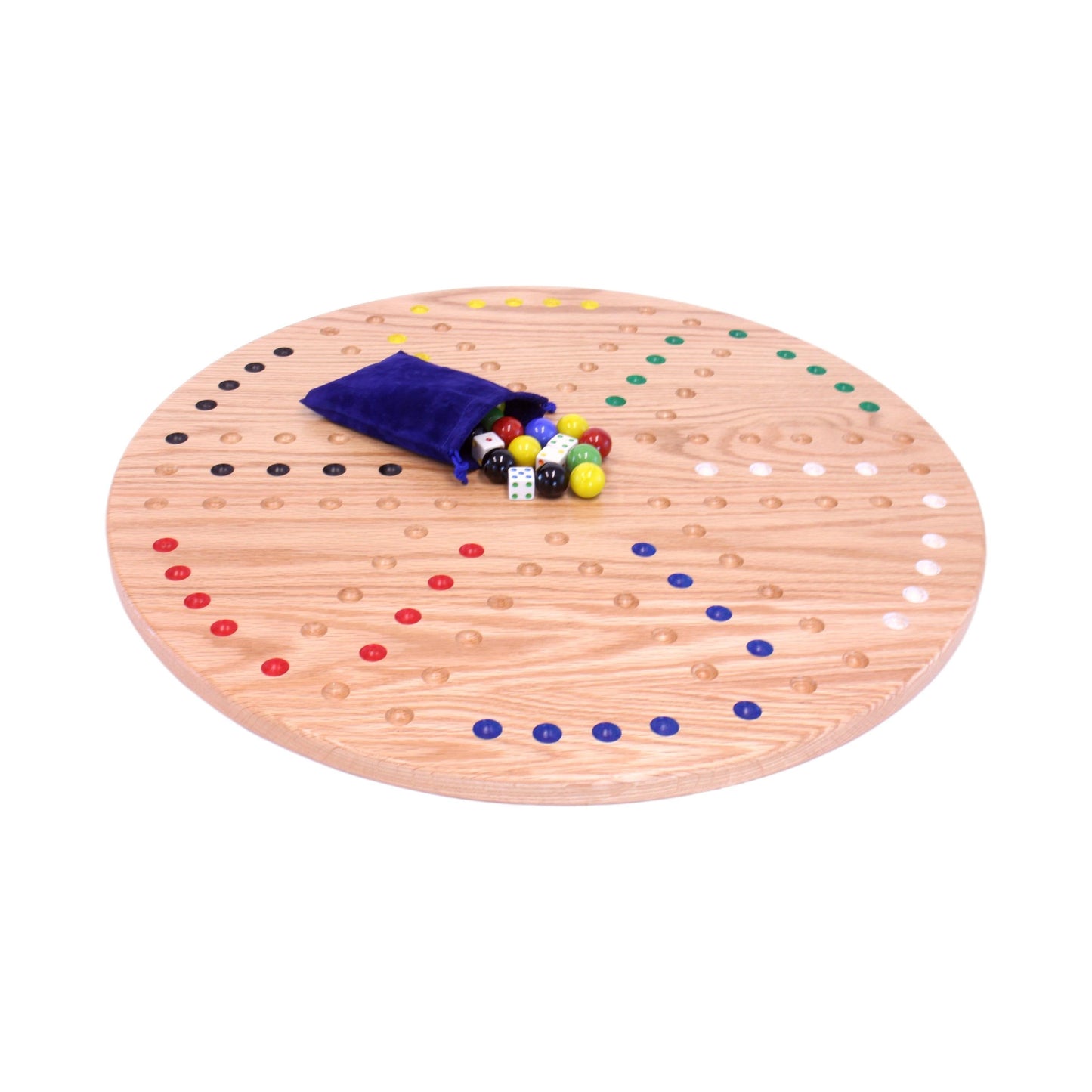 Round Aggravation game board set made of solid oak wood, double-sided, featuring a classic game design for fun and strategic play.