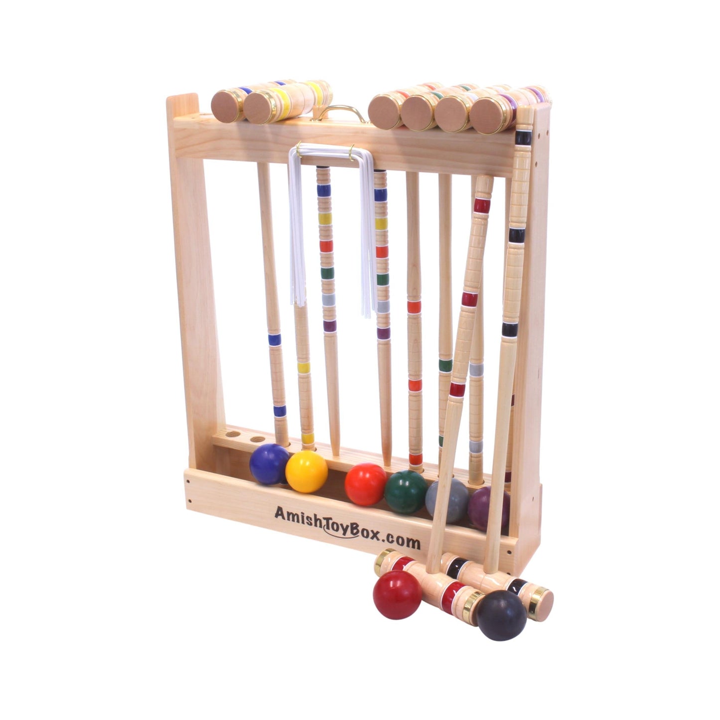 Deluxe 8-Player Croquet Game Set, Wooden Holder or Duffel Carry Bag - AmishToyBox.com ~ Blessings Grow Meadows