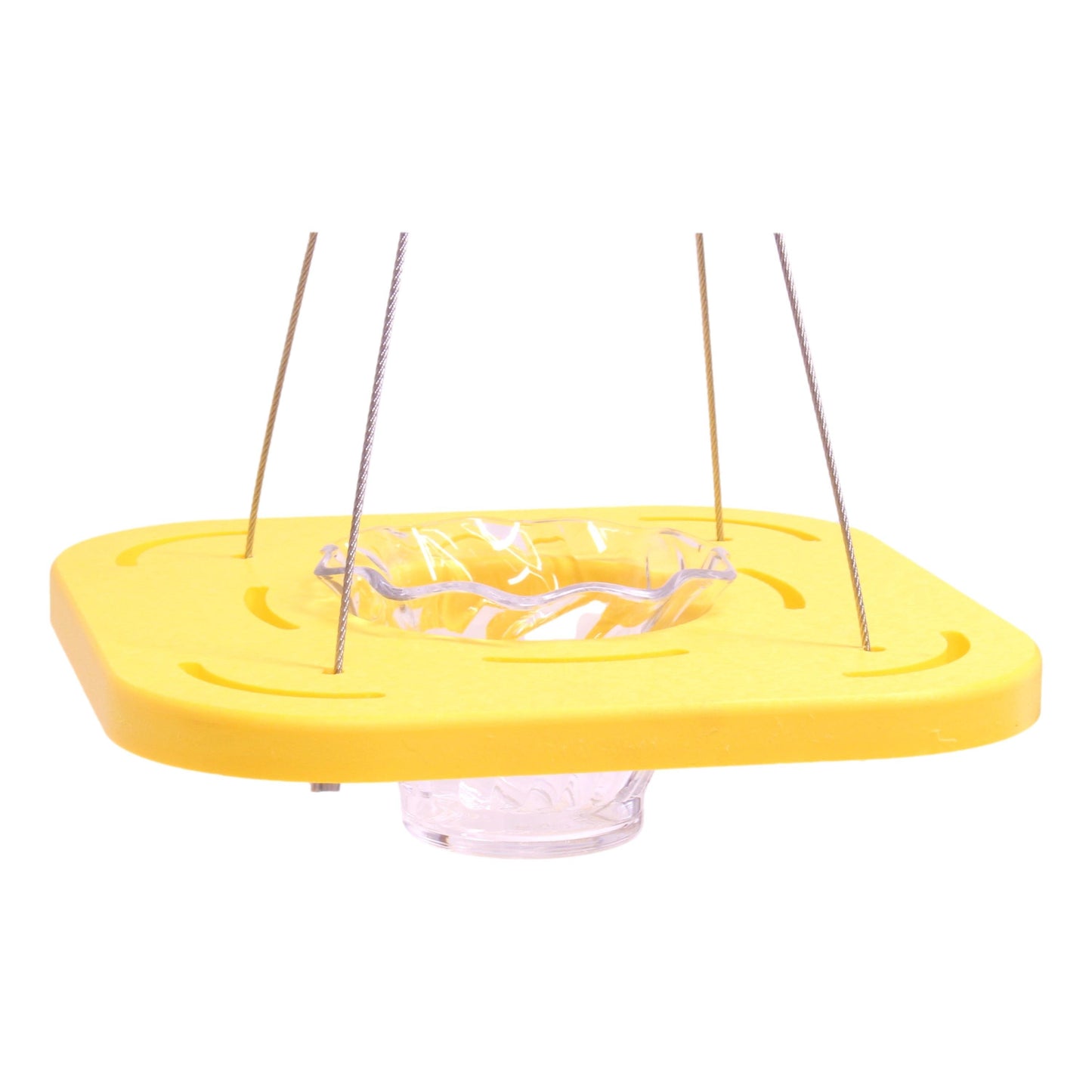 Oriole bird feeder with porch jelly-cup design, AmishToyBox.com product, showing the feeder's structure and feeding ports for orioles