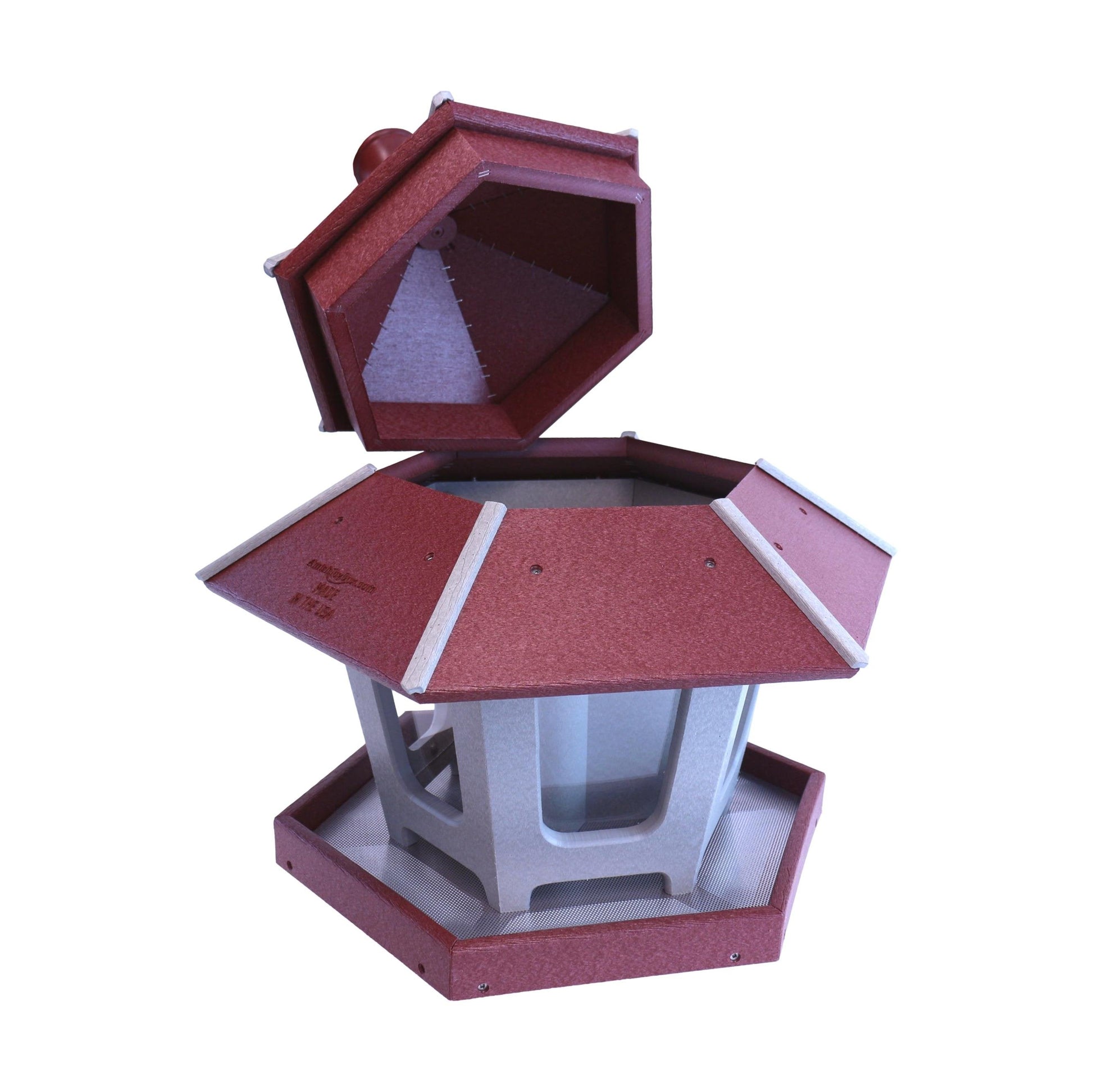 Gazebo Bird Feeder - Triple Compartment, Post-Mount - AmishToyBox.com ~ Blessings Grow Meadows