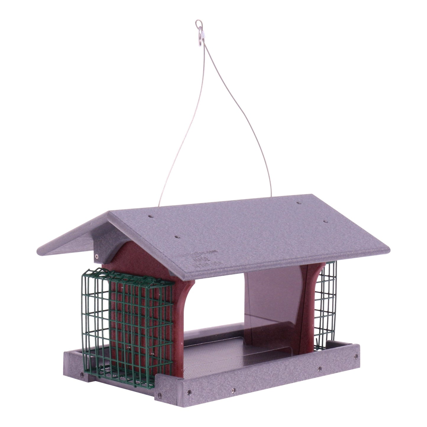 Amish-made deluxe bird feeder with suet holder, crafted from durable poly lumber, designed for attracting wild birds.
