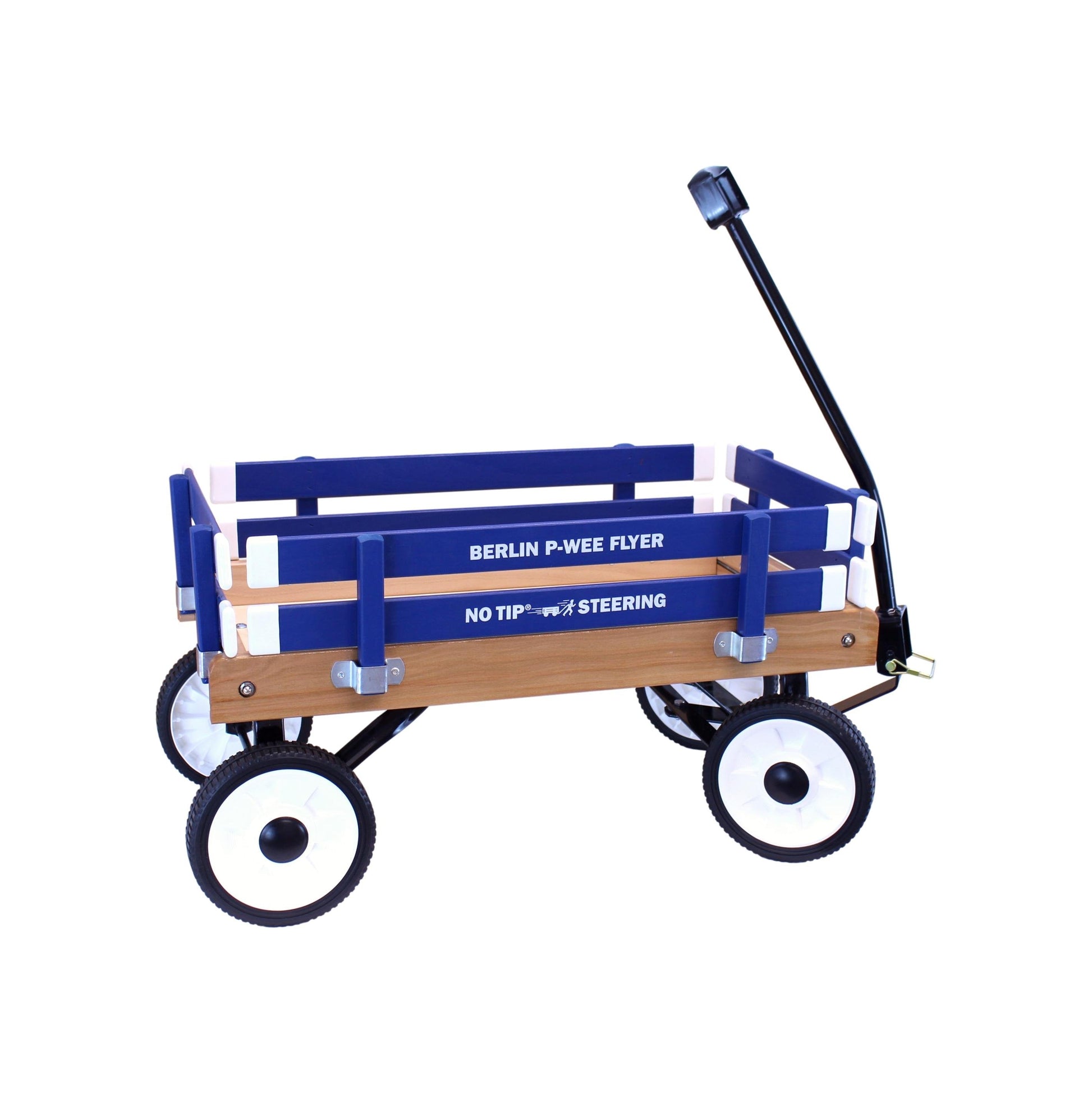 Amish-made Berlin P-Wee Wagon Model F257 by AmishToyBox.com, featuring a small wooden wagon with colorful accents and sturdy wheels.