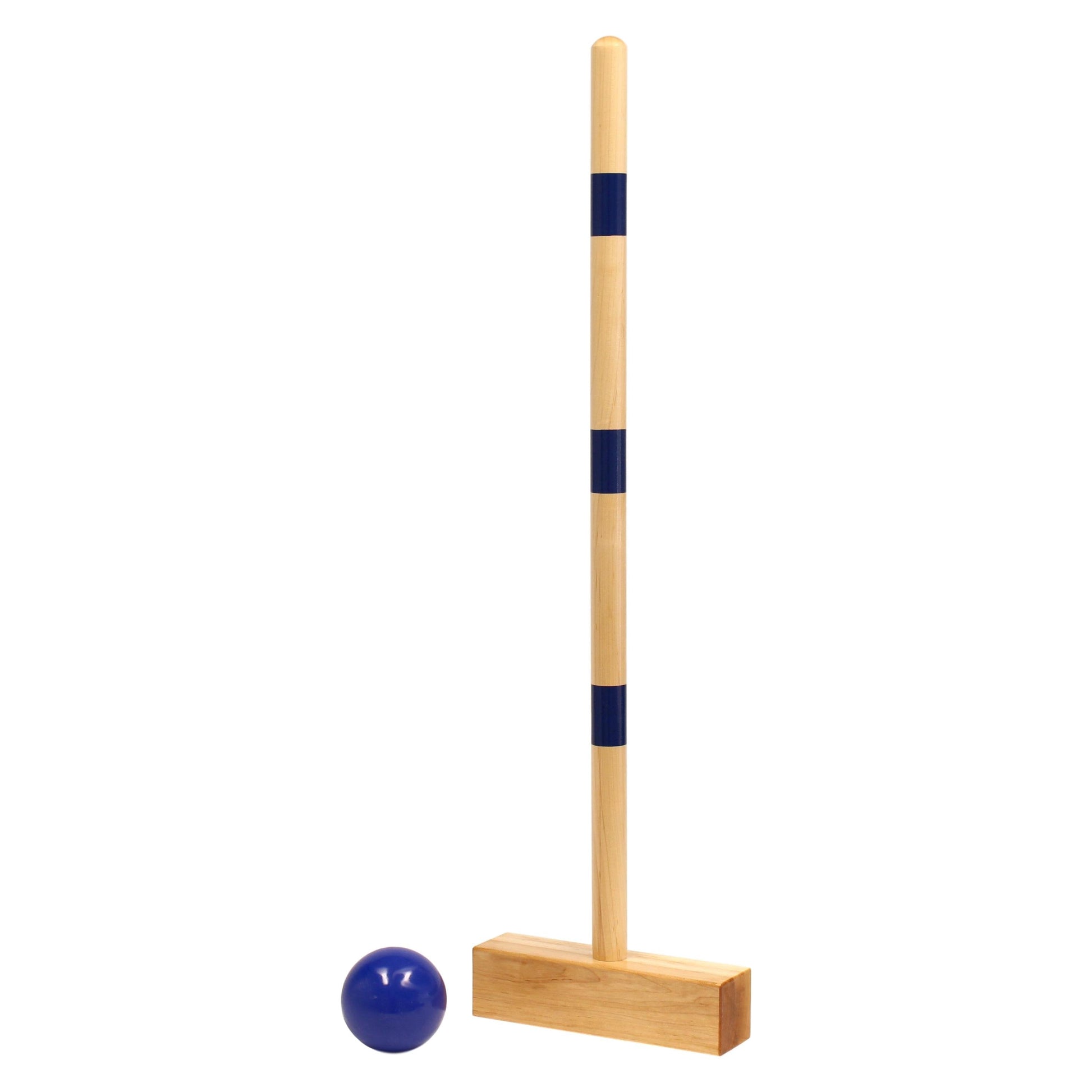 Amish-made family tradition croquet set with wooden mallets, balls, and wickets for 8 players on grass.