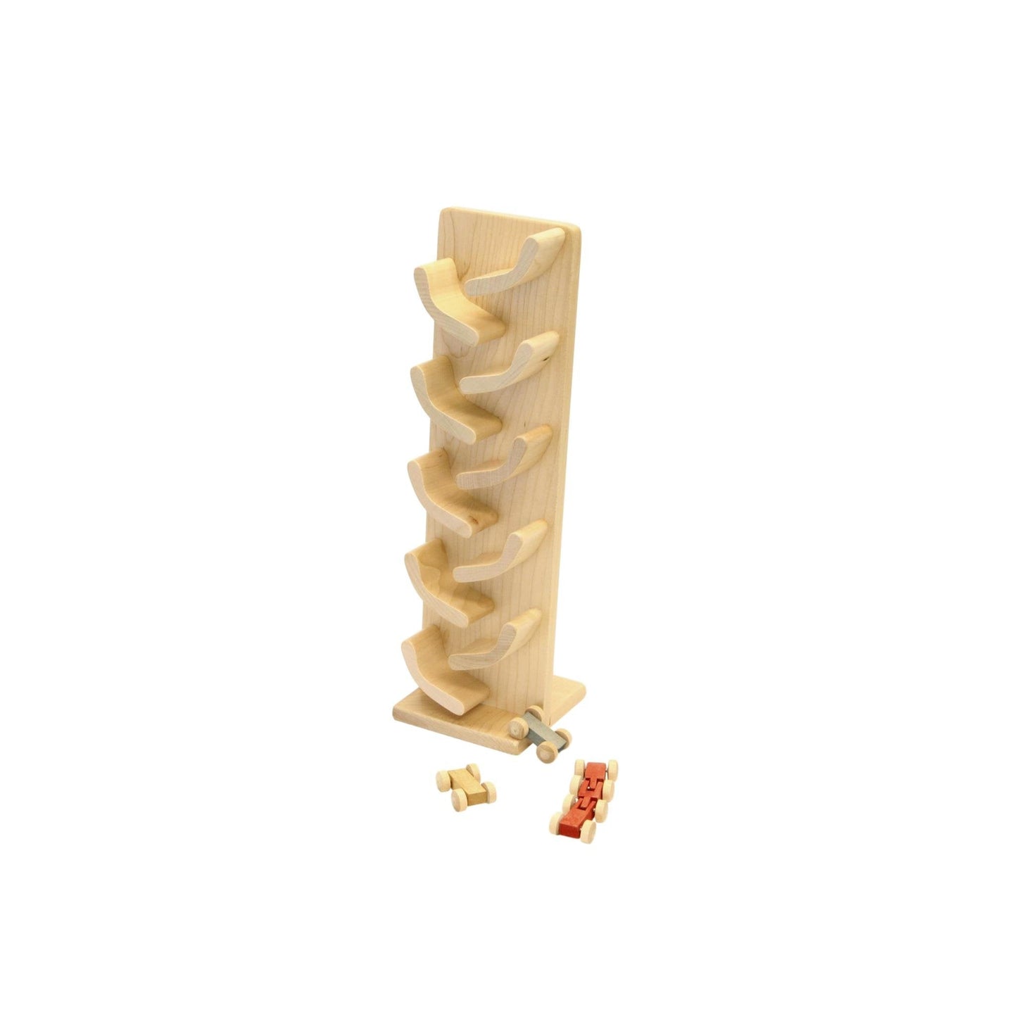 Amish-made mini wooden car roller toy with colorful wooden cars in a pack, suitable for children, handcrafted by AmishToyBox.com