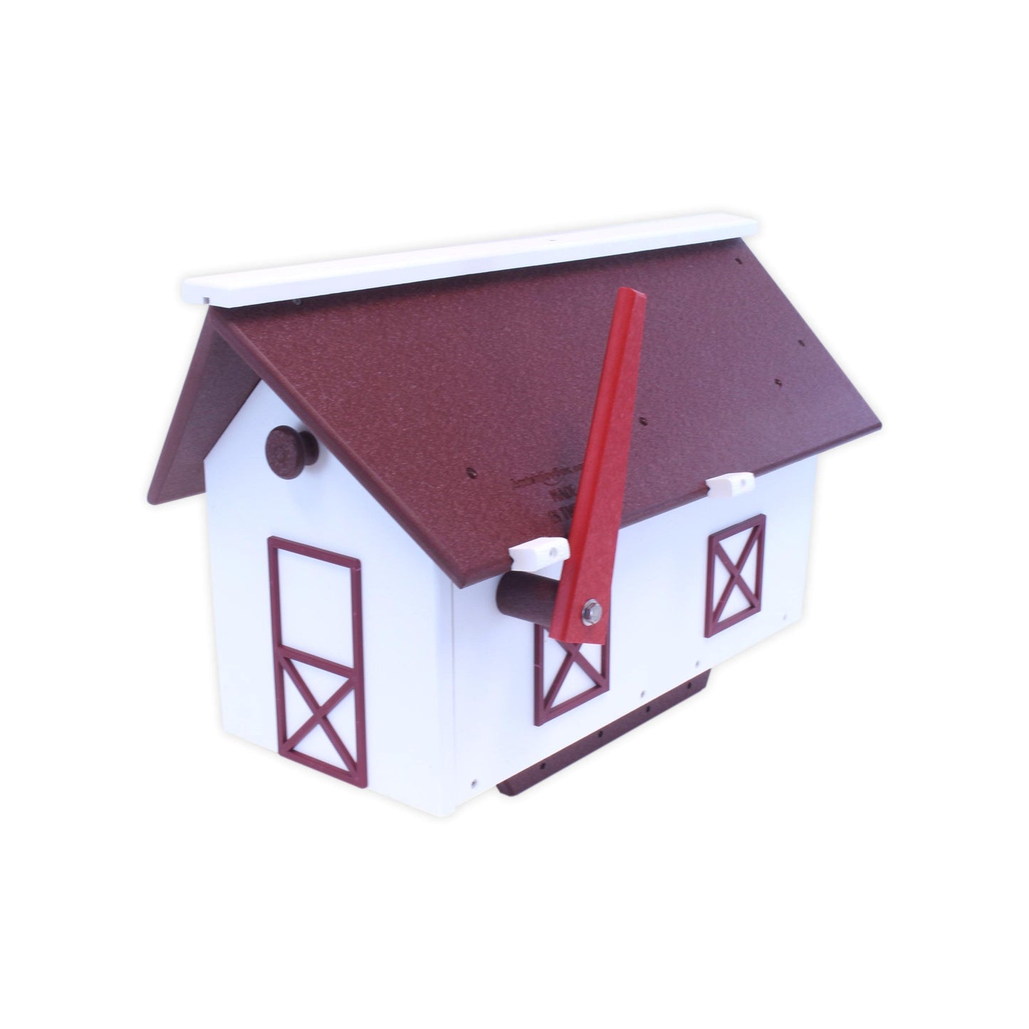 Amish-made mailbox with post mount, weather-proof poly lumber, UV-resistant finish, designed for durable outdoor use.