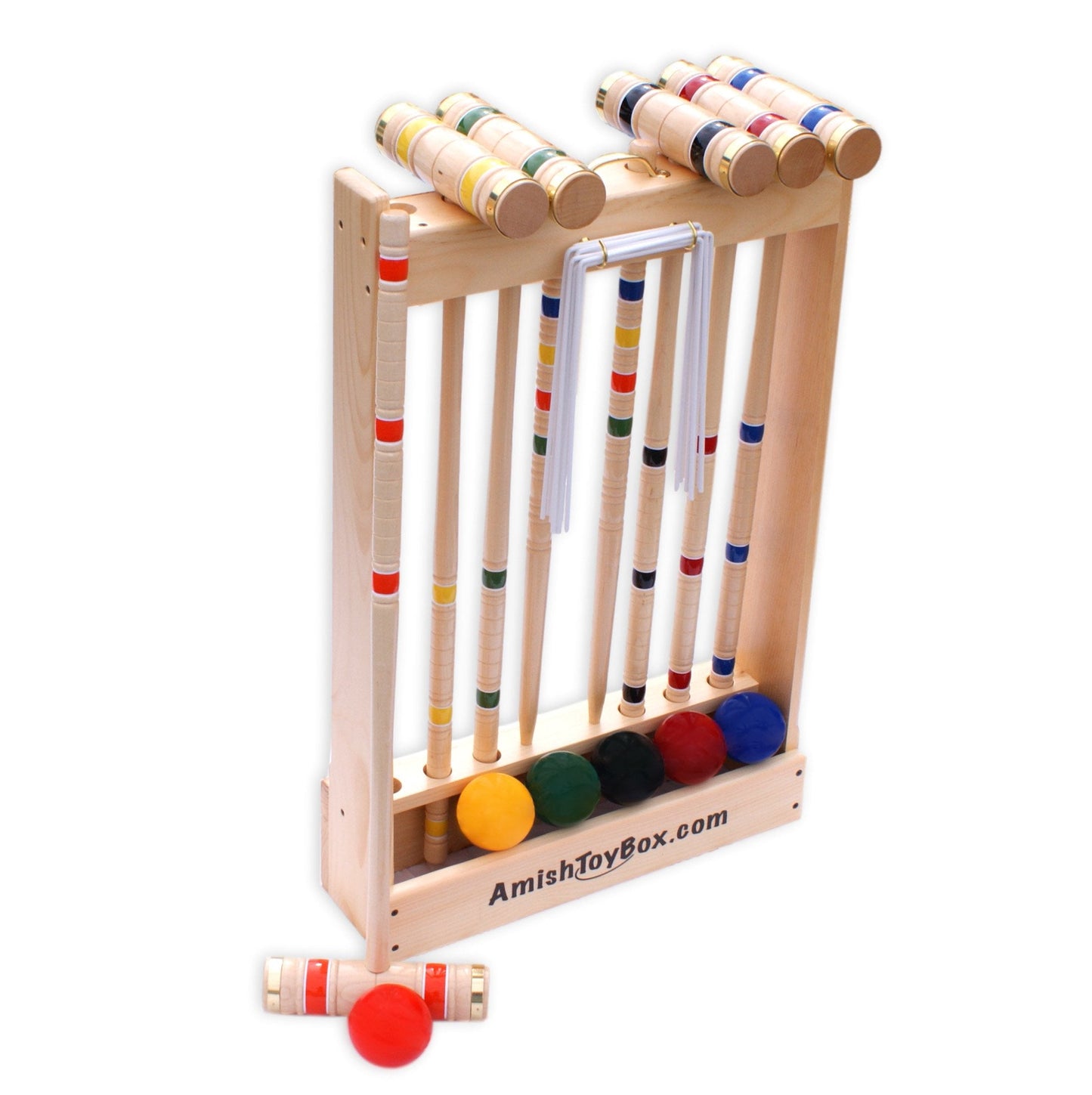 Deluxe Croquet Game Set, 6 Player, Amish-Made, With Wooden Holder