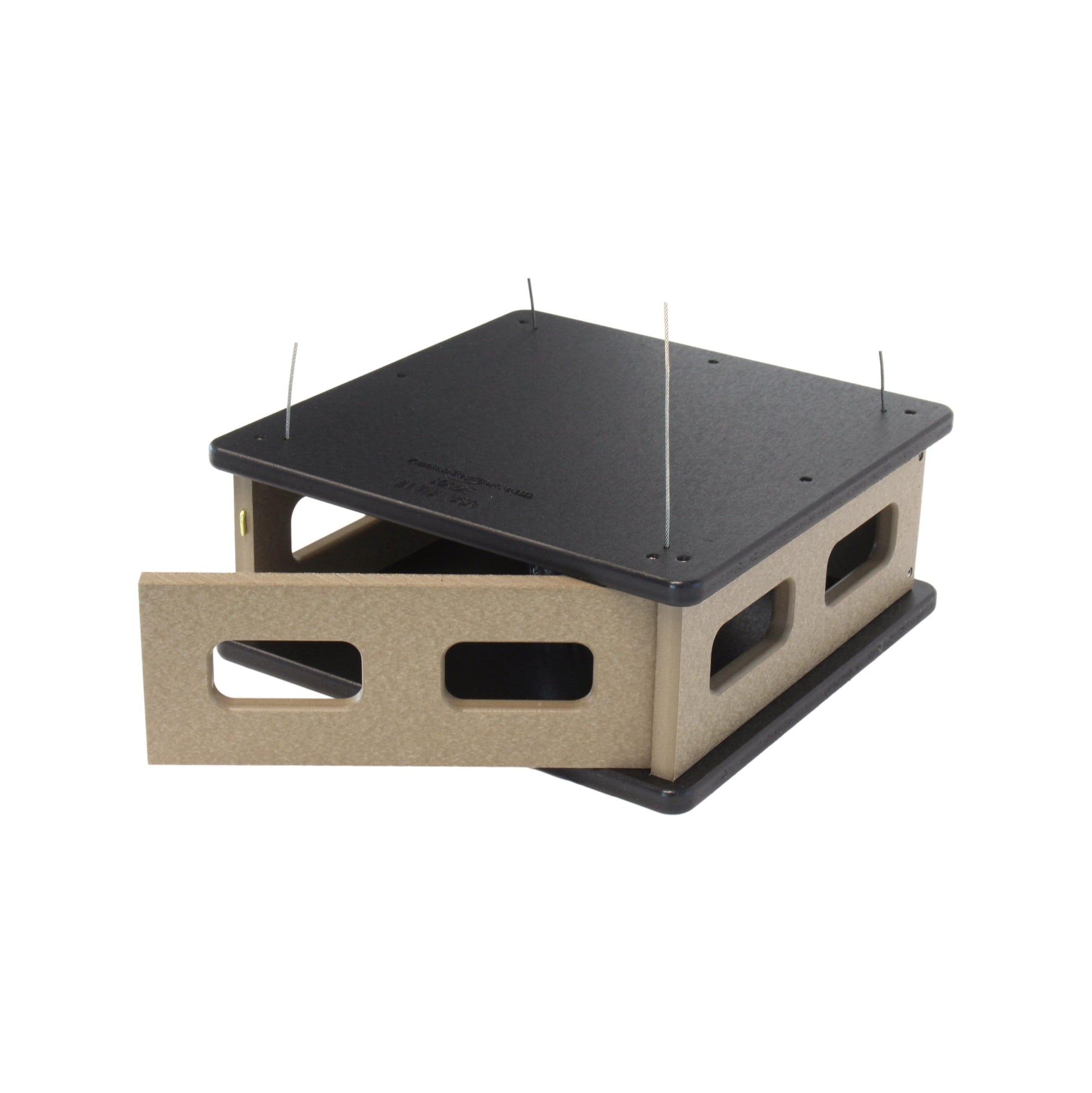 Amish-made Bluebird Feeder hanging block house with poly lumber, designed for mealworms, suitable for lawn and patio use.