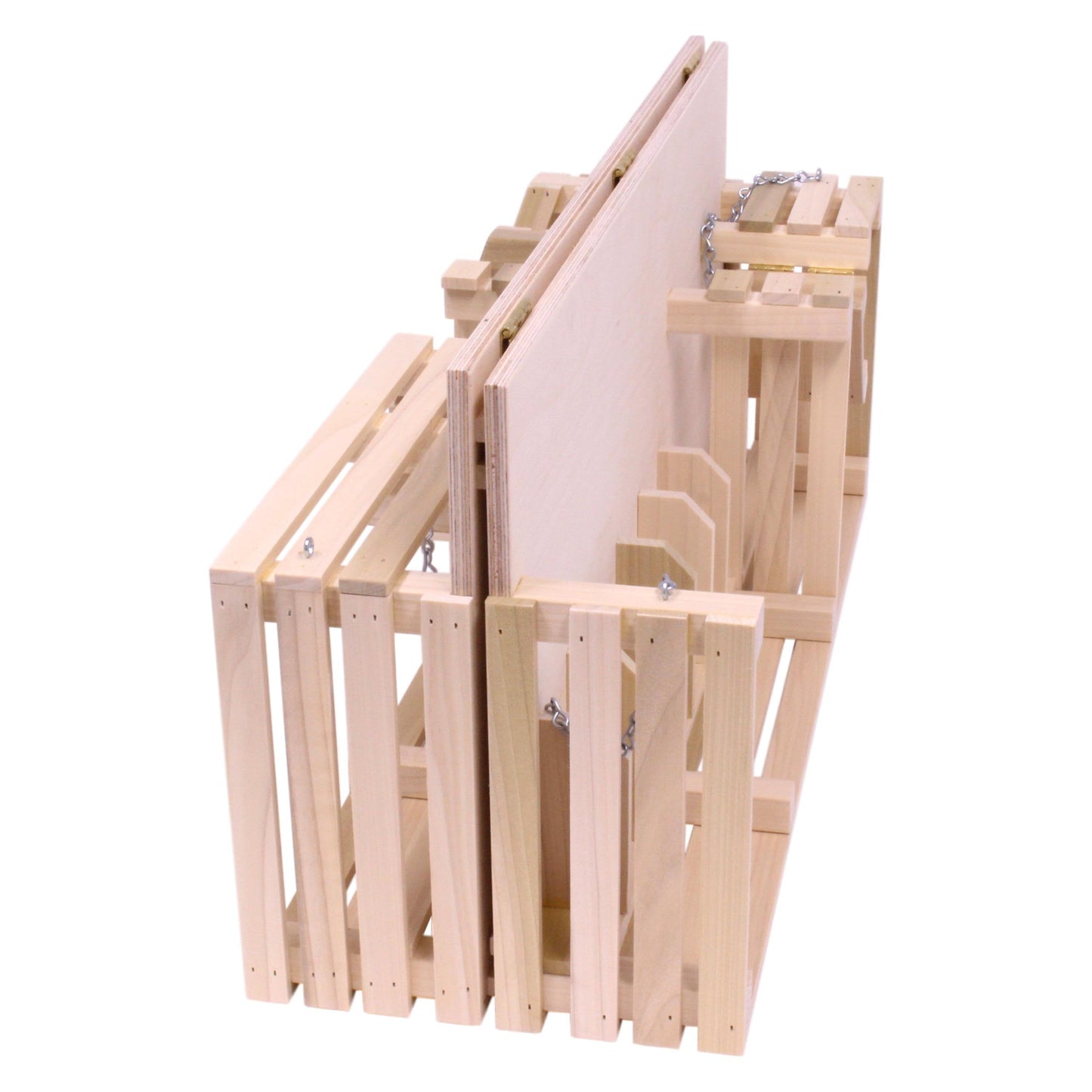 Amish-made unfinished wooden folding stock yard farm toy with detailed farm animal figures and fencing for imaginative play