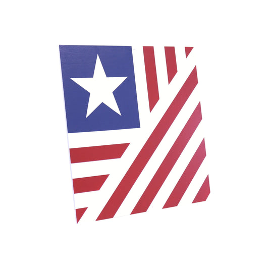 Hand-painted barn quilt sign featuring the United States flag "Old Glory" design, ideal for lawn and patio decor.