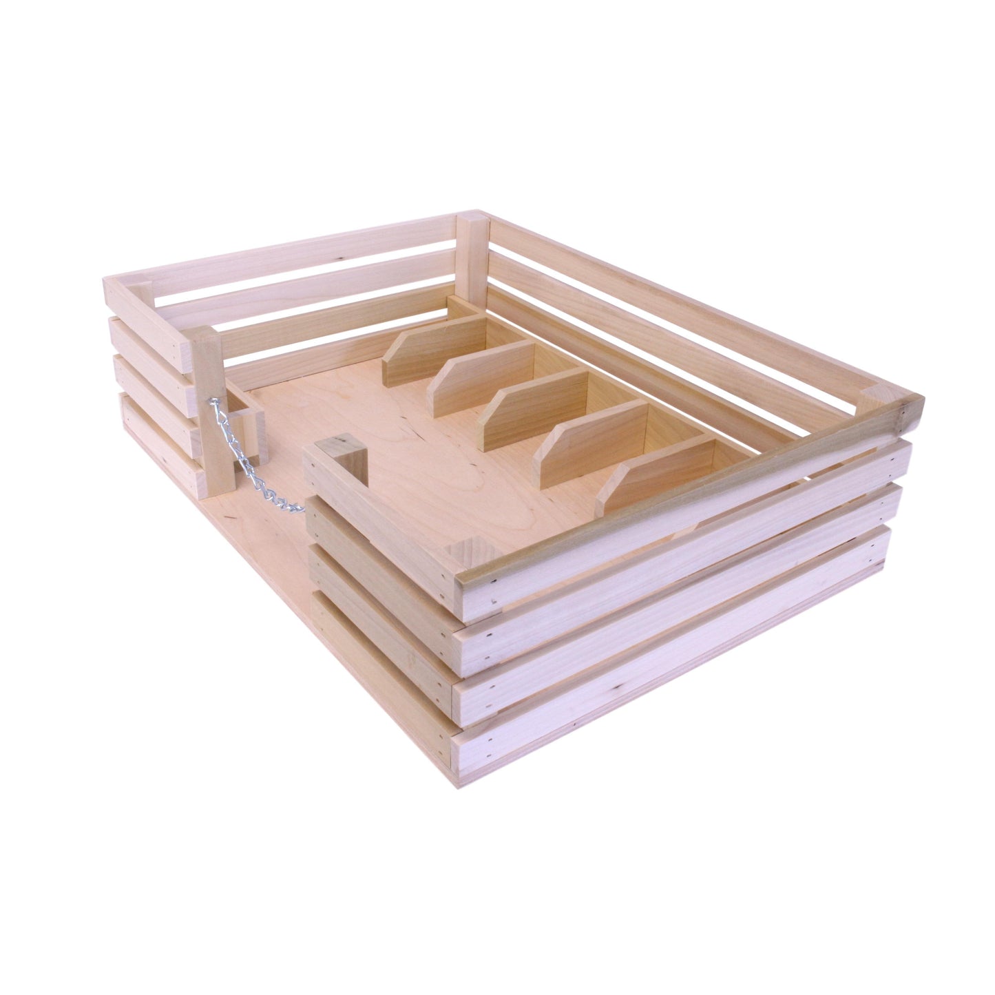 Amish-made wooden mini stockyard toy with seven stalls, ideal for farming play and educational farming activities.