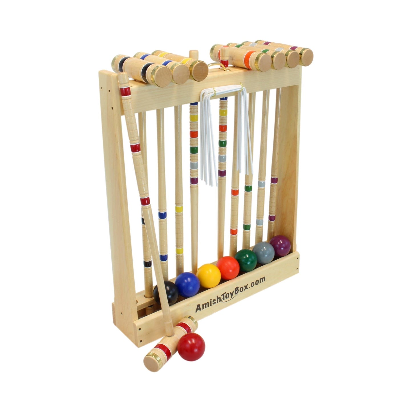 Deluxe 8-Player Croquet Game Set, Wooden Holder or Duffel Carry Bag - AmishToyBox.com ~ Blessings Grow Meadows