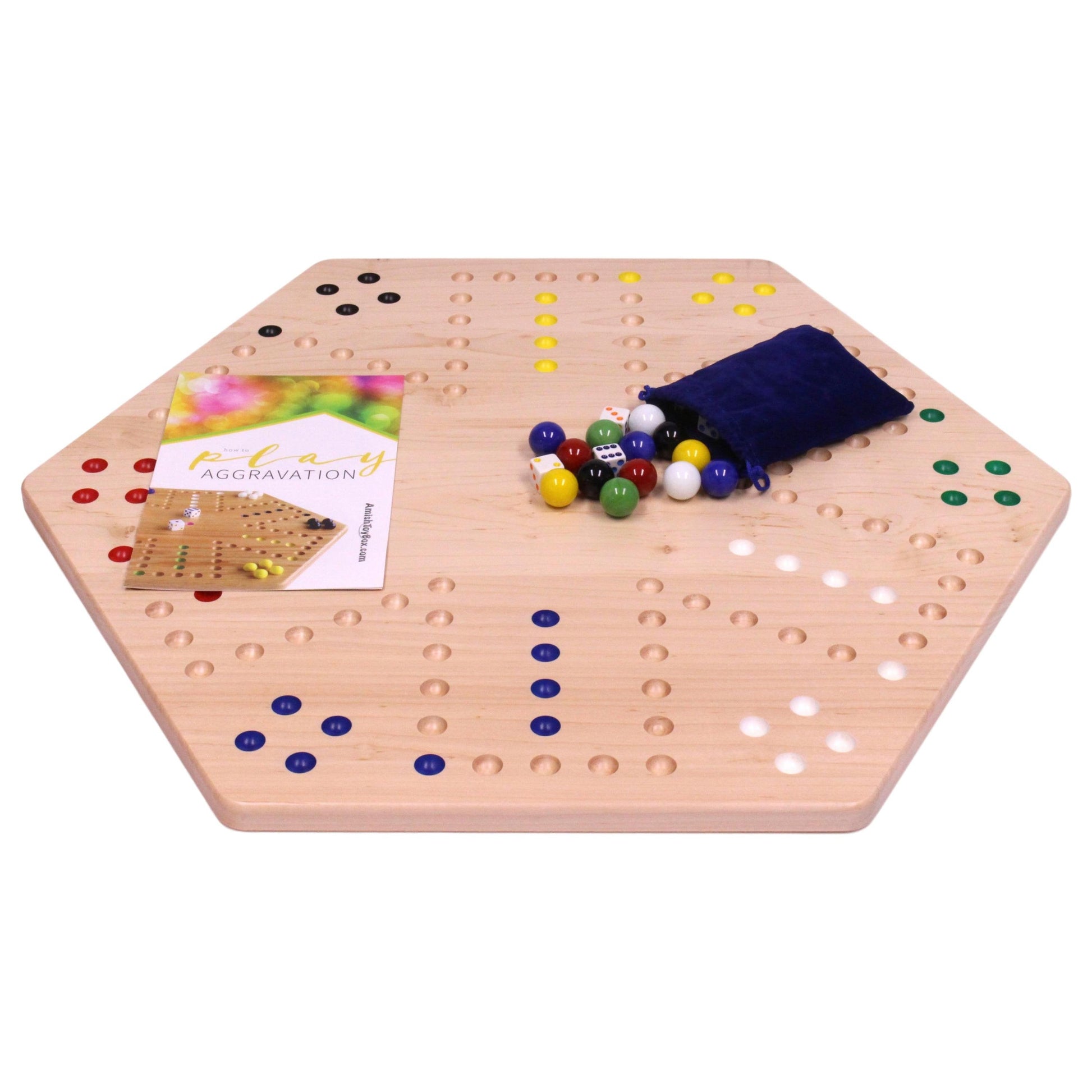 Aggravation Wahoo Marble Board Game, Double-Sided, Hand Painted - AmishToyBox.com ~ Blessings Grow Meadows