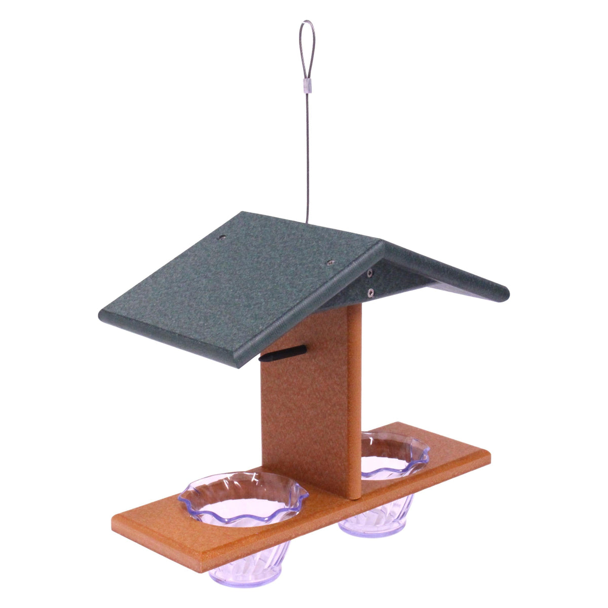 AmishToyBox.com Oriole Bird Feeder with double cups and pegs for orange halves, designed to attract orioles and other garden birds.