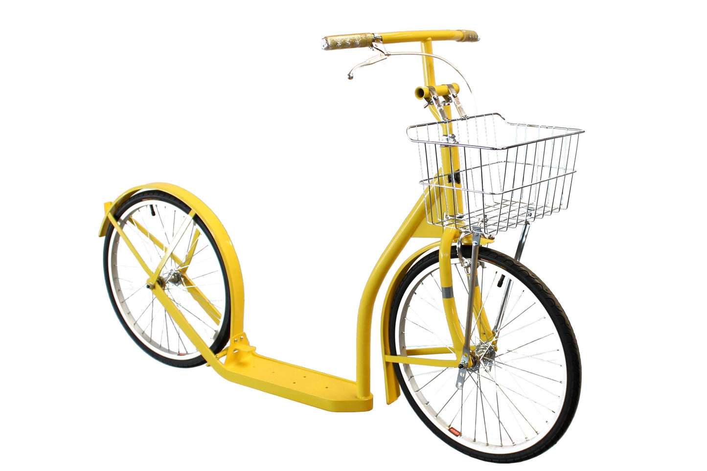 Amish-made Deluxe Kick Scooter Bike Model 2060 for youth and adults, featuring a sturdy frame and handlebars, in a sports setting.