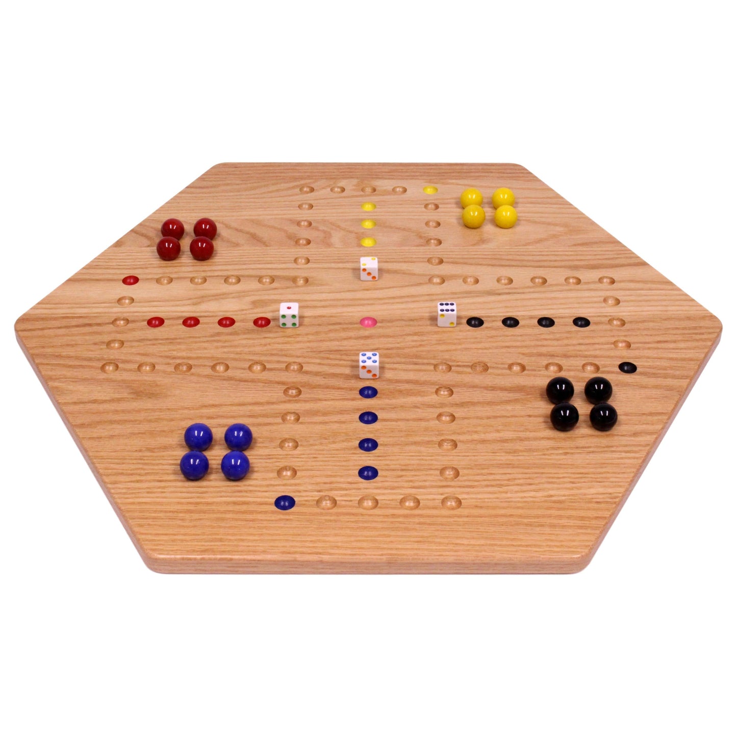 Hand-painted Aggravation Wahoo marble board game, double-sided wooden toy with colorful marble pathways, suitable for family fun.