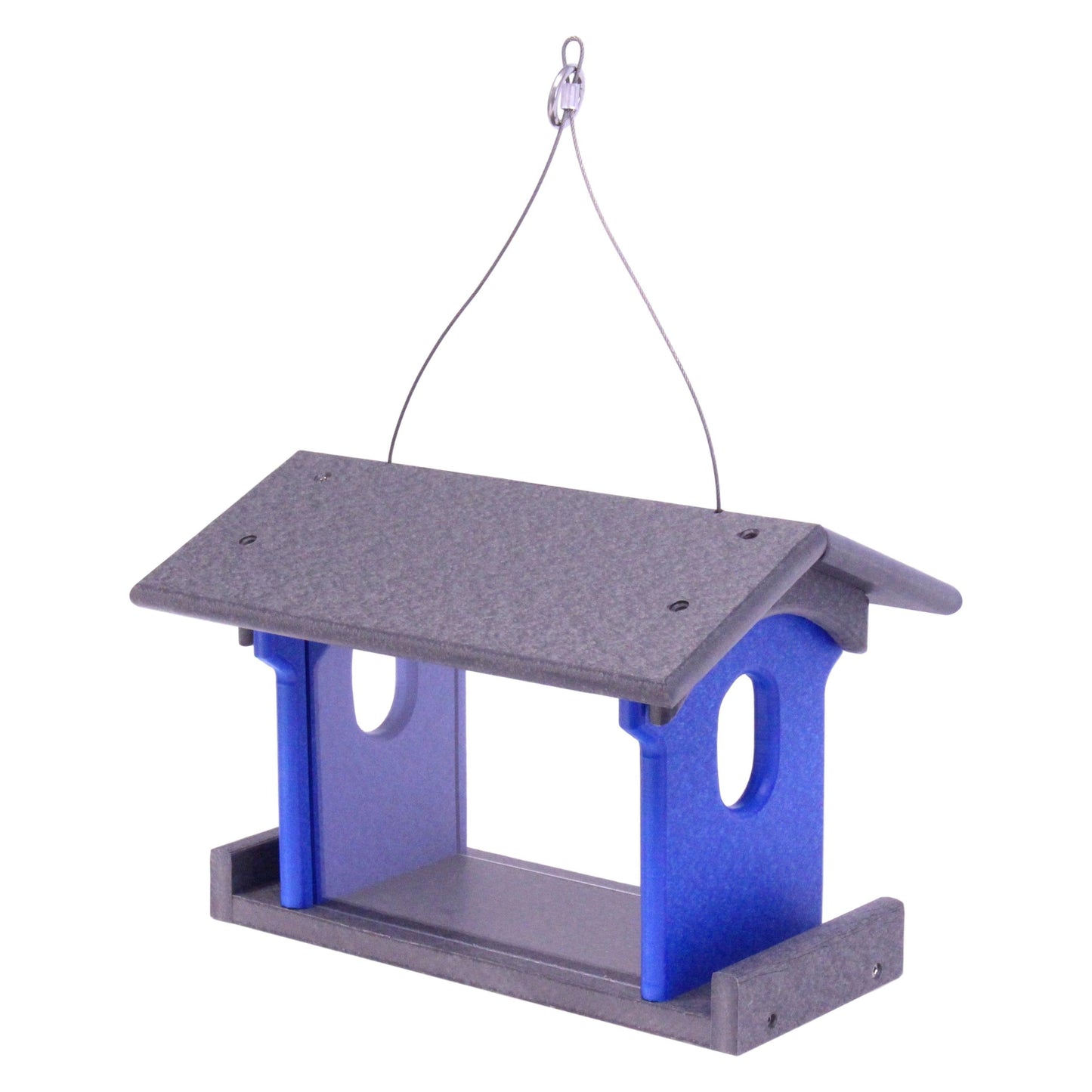 Amish-made bluebird feeder with poly lumber, designed for feeding mealworms, featuring a sturdy, weather-resistant bird feeder design.