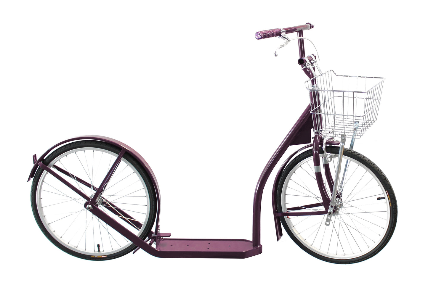 Amish-Made Deluxe Kick Scooter Bike Model 2060 for youth and adults, featuring metal frame and handlebar, in a sports setting