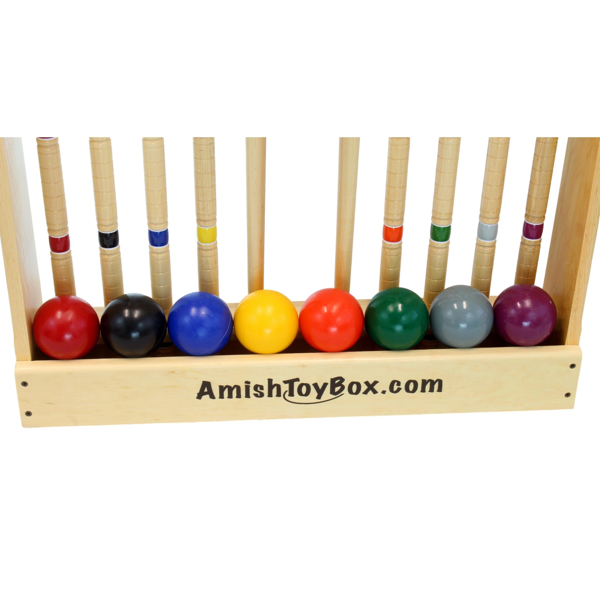 Deluxe 8-Player Croquet Game Set, Wooden Holder or Duffel Carry Bag - AmishToyBox.com ~ Blessings Grow Meadows
