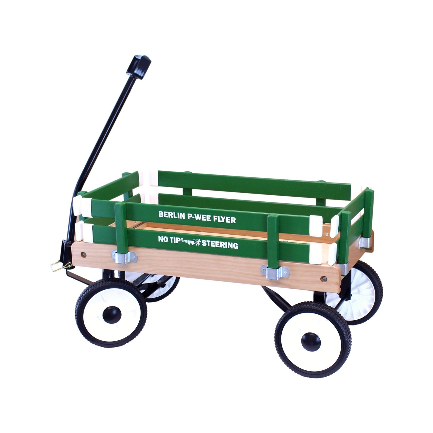 Amish-made Berlin P-Wee Wagon Model F257 by AmishToyBox.com, showing a small wooden wagon with natural finish and sturdy wheels.