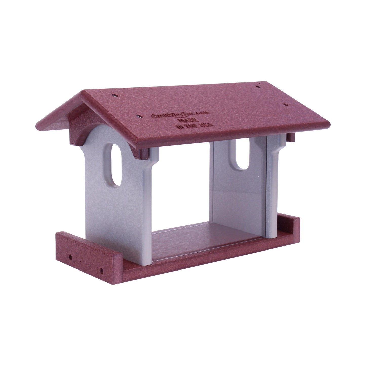 Amish-made bluebird feeder with poly lumber, designed for feeding mealworms, featuring a sturdy, weather-resistant bird feeding station