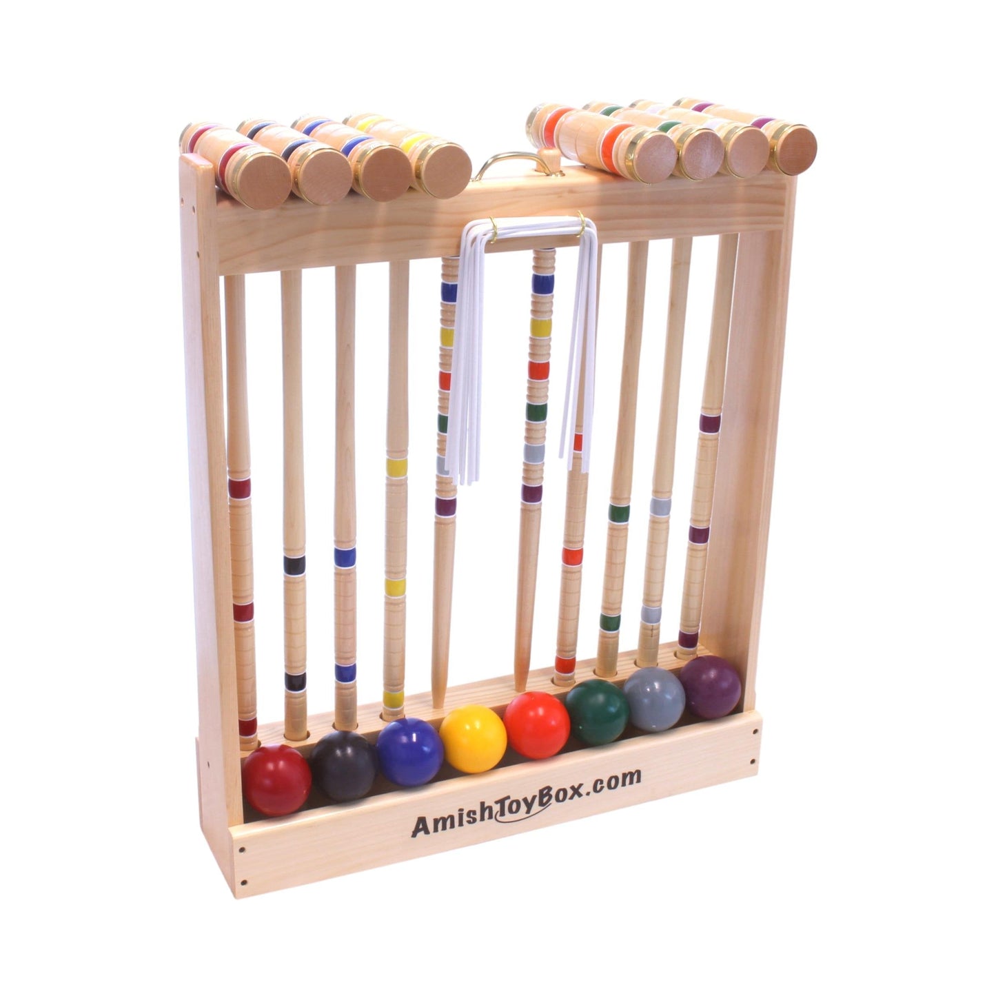 Deluxe 8-Player Croquet Game Set, Wooden Holder or Duffel Carry Bag - AmishToyBox.com ~ Blessings Grow Meadows