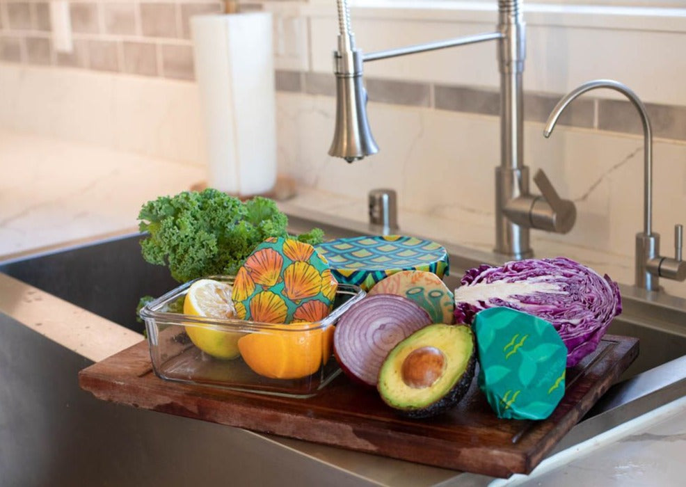 Meli Wraps beeswax wrap bulk roll with shells print, natural beeswax coating, ideal for reusable food wrapping.