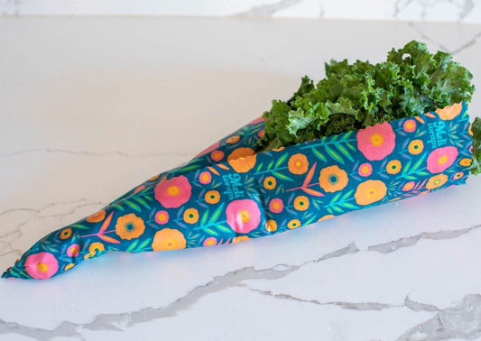 Set of three Meli Wraps beeswax food wraps in fall bloom print, small, medium, and large sizes for eco-friendly food storage.