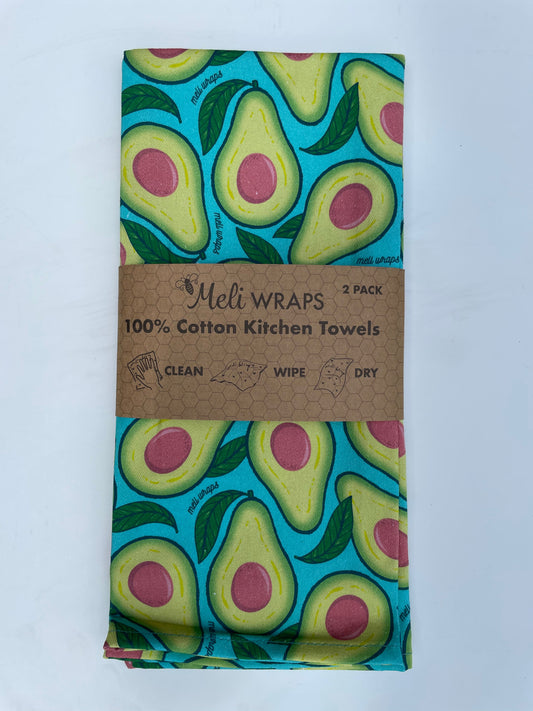 Avocado Kitchen Towel Set of 2 100% Cotton - Blessings Grow Meadows