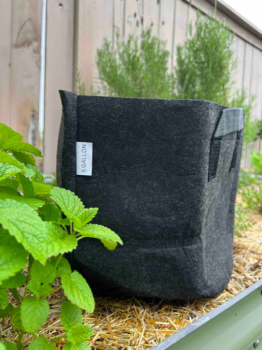 Set of five Meme's Fabric Worm Bins for composting, durable fabric worm bins by Meme's Worms, 3-gallon size each.