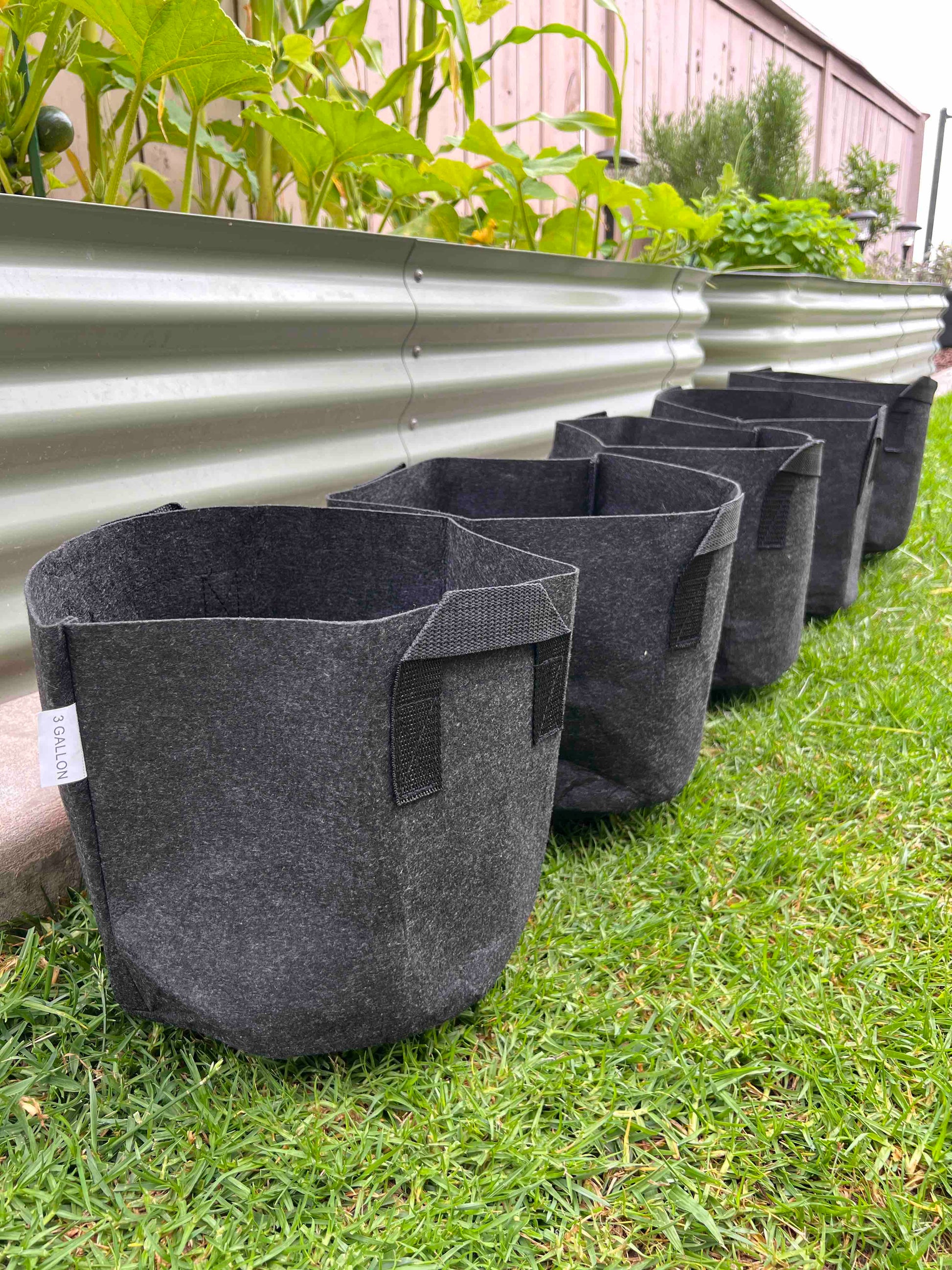 Set of five Meme's Fabric Worm Bins from Meme's Worms, 3-gallon composting worm bins with breathable fabric for vermicomposting.