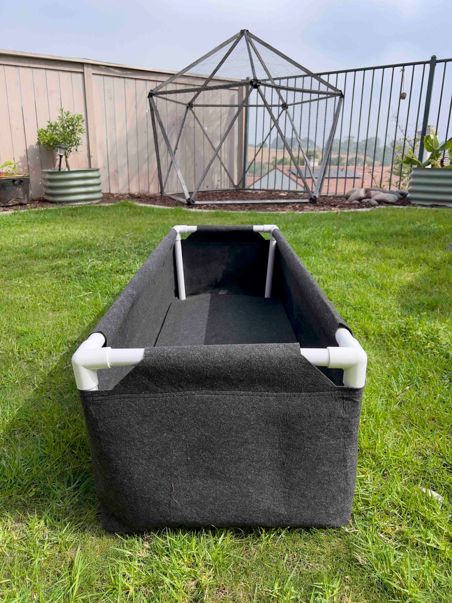 Fabric raised worm farm worm bin by Meme's Worms, small size with fabric sides for composting and worm habitat.