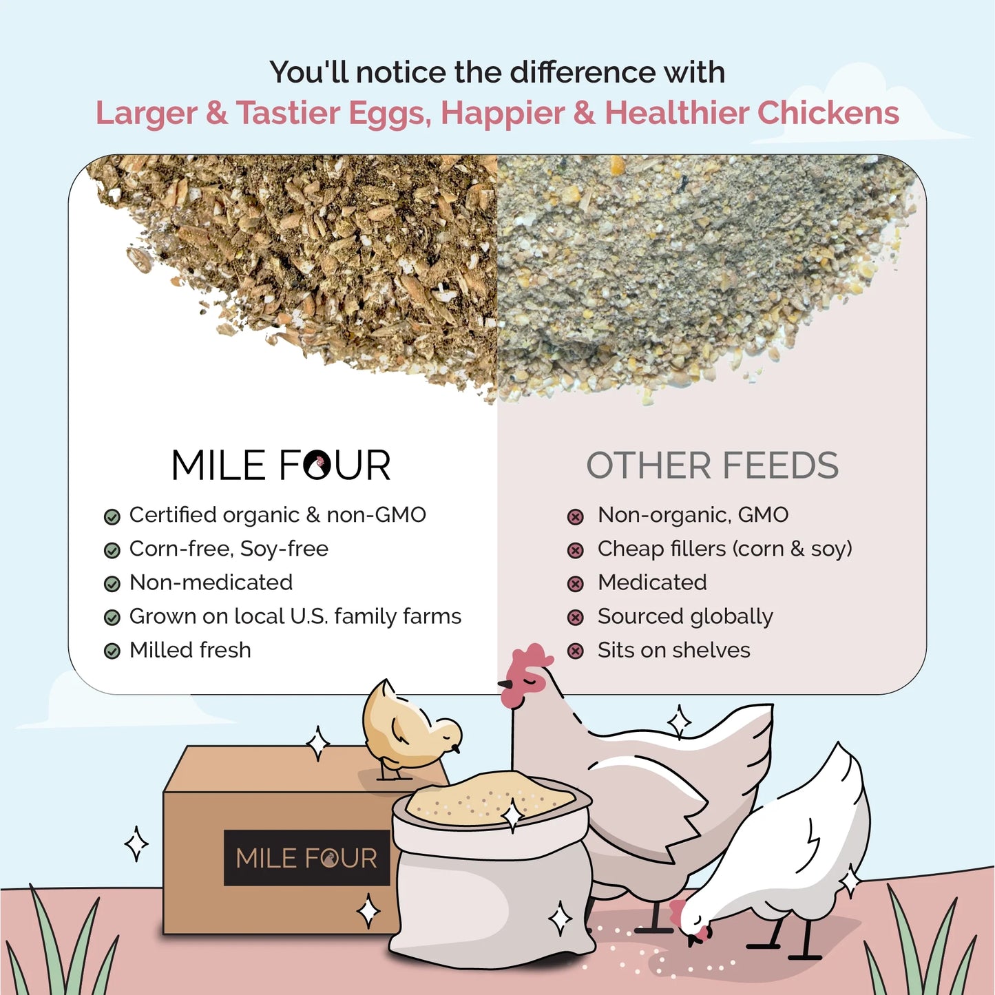 Big Flock Bundle | 2 Months of Organic Feed, Grit & Oyster Shell for 20 Layer Hens - Blessings Grow Meadows