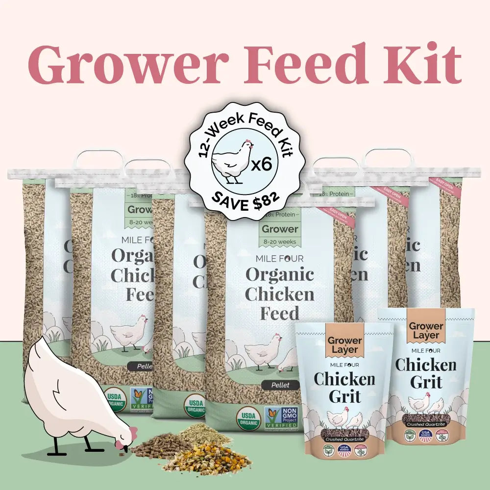 Grower Feed Kit | 12 Weeks of Organic Feed & Grit for 6 Pullets - Blessings Grow Meadows