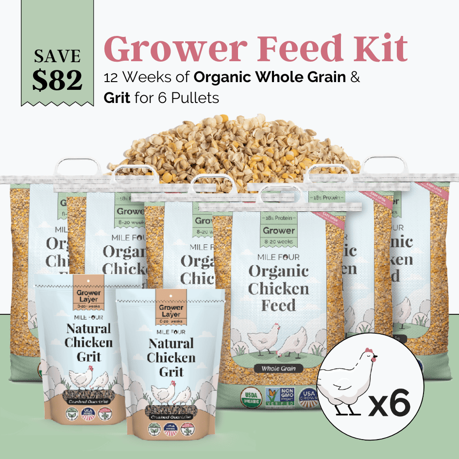 Grower Feed Kit | 12 Weeks of Organic Feed & Grit for 6 Pullets - Blessings Grow Meadows