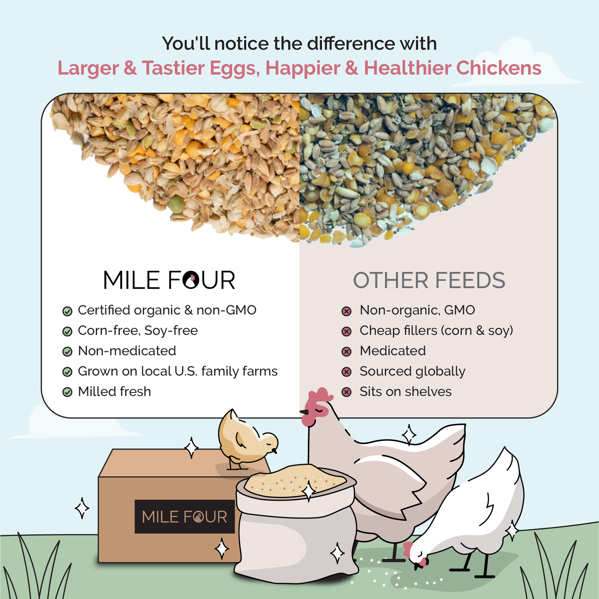 Grower Feed Kit | 12 Weeks of Organic Feed & Grit for 6 Pullets - Blessings Grow Meadows