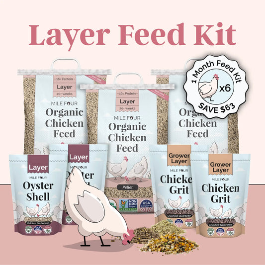 Layer Feed Kit | 1 Month of Organic Feed, Grit & Oyster Shell for 6 Layers - Blessings Grow Meadows