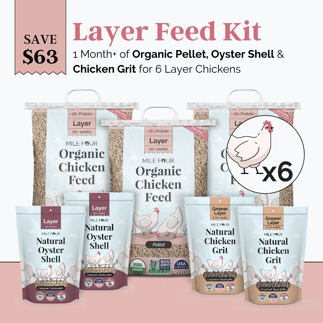Layer Feed Kit | 1 Month of Organic Feed, Grit & Oyster Shell for 6 Layers - Blessings Grow Meadows