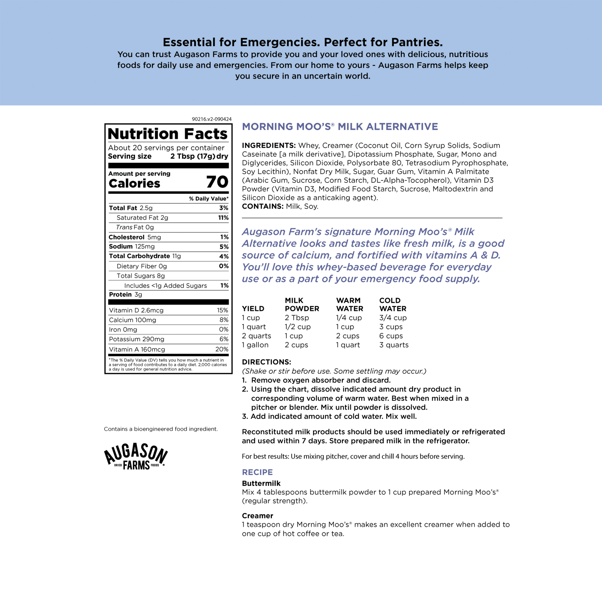 Morning Moo’s Milk Alternative Pouch, 20 Servings - Blessings Grow Meadows