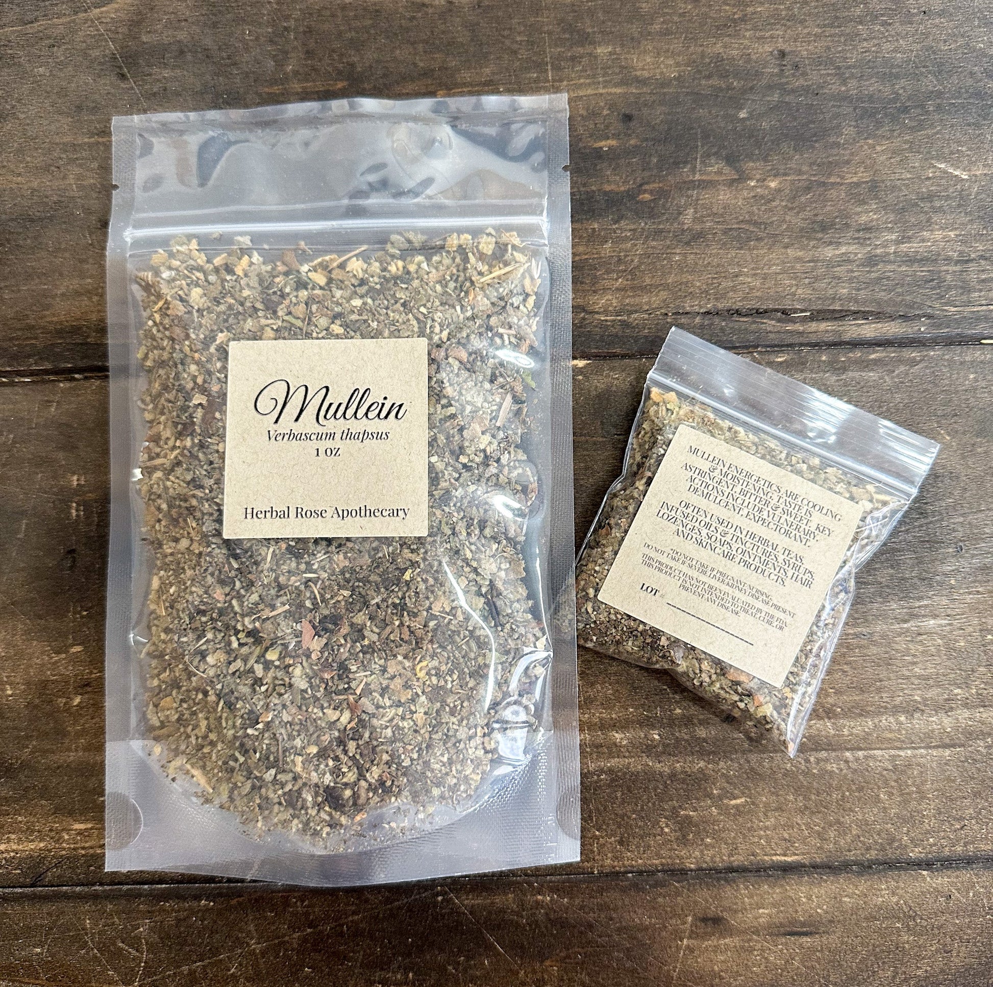 Dried mullein herbs in a jar, from HerbalRoseApothecary, showcasing the herbal plant used for natural remedies.