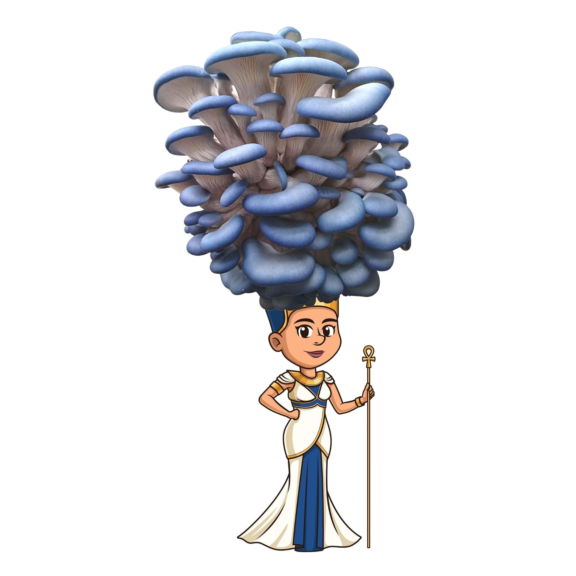 Blue oyster mushroom grow kit by Mushroom Growing Kit Depot, Queen Nefungitari, 6.5 lbs, featuring fresh oyster mushrooms on the kit.