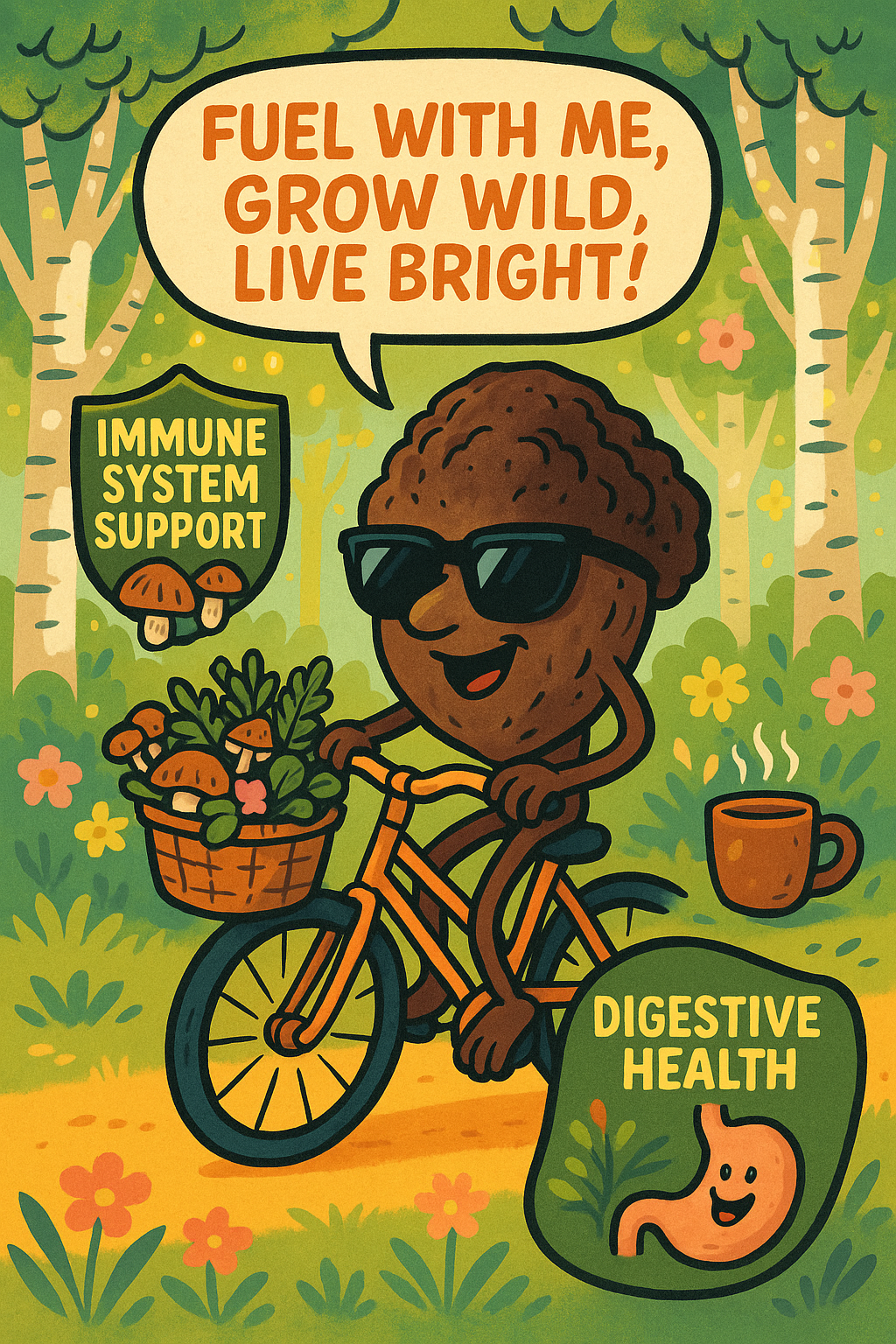 Mycomatrix CHAGA adaptogenic mushroom extract in a 2oz jar from Mushroom Mountain with fresh Chaga mushrooms.