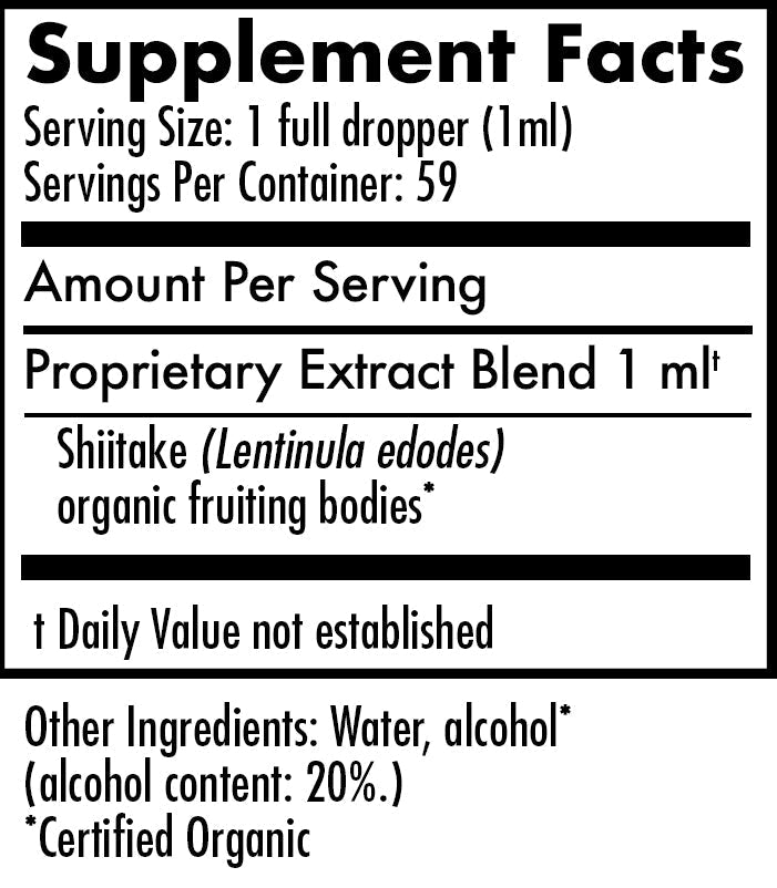Mycomatrix Shiitake adaptogenic mushroom extract bottle from Mushroom Mountain, 2 oz, with label showing mushroom imagery.